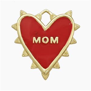 Copper Heart Pendant Red Enamel MOM Gold Plated, approx 22-25mm [FN50669]