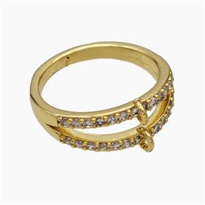 Copper Rings Pave Zirconia Gold Plated, approx 8mm, 18mm dia [FN50680]