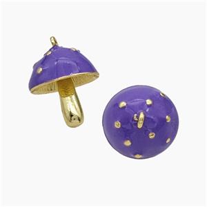 Copper Mushroom Pendant Lavender Enamel Gold Plated, approx 15-18mm [FN50708]
