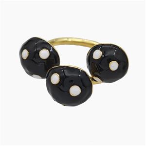 Copper Mushroom Rings Black Enamel Gold Plated, approx 11mm, 18mm dia [FN50712]