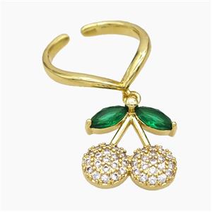 Copper Cherry Rings Pave Zirconia Gold Plated, approx 17-18mm, 18mm dia [FN50751]