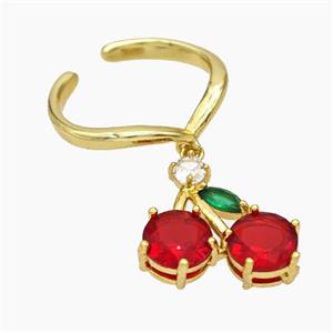 Copper Cherry Rings Pave Zirconia Gold Plated, approx 18mm, 18mm dia [FN50753]