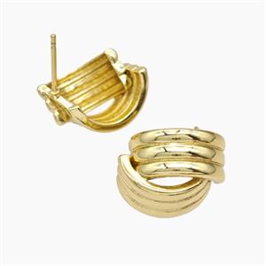 Copper Stud Earrings Gold Plated, approx 15-18mm [FN50766]
