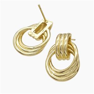Copper Stud Earrings Gold Plated, approx 16-23mm [FN50768]