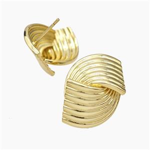 Copper Stud Earrings Gold Plated, approx 17-25mm [FN50770]