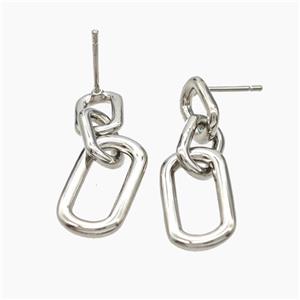 Copper Stud Earrings Platinum Plated, approx 10-25mm [FN50773]