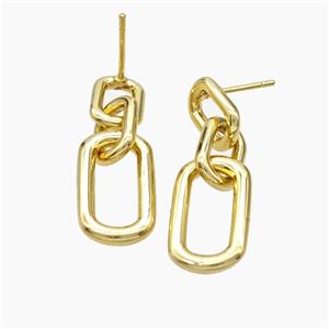 Copper Stud Earrings Gold Plated, approx 10-25mm [FN50774]