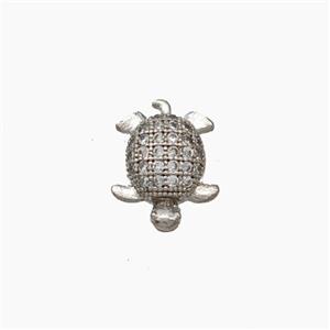 Copper Tortoise Cabachon Pave Zirconia Nohole Platinum Plated, approx 8-12mm [FN50802]