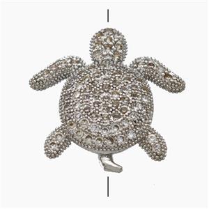 Copper Tortoise Beads Pave Zirconia Platinum Plated, approx 20mm [FN50805]