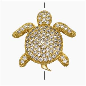 Copper Tortoise Beads Pave Zirconia Gold Plated, approx 20mm [FN50806]