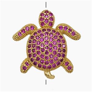 Copper Tortoise Beads Pave Fuchsia Zirconia Gold Plated, approx 20mm [FN50807]