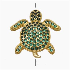 Copper Tortoise Beads Pave Green Zirconia Gold Plated, approx 20mm [FN50808]