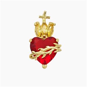 Copper Heart Pendant Pave Crystal Glass Gold Plated, approx 11-20mm [FN50865]