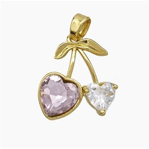 Copper Cherry Pendant Pave Zirconia Gold Plated, approx 17mm [FN50869]