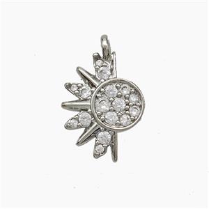 Copper Sun Pendant Pave Zirconia Platinum Plated, approx 11-14mm [FN50879]