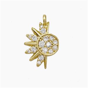 Copper Sun Pendant Pave Zirconia Gold Plated, approx 11-14mm [FN50880]