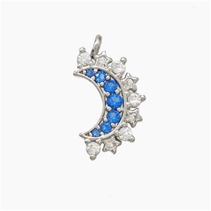 Copper Moon Pendant Pave Zirconia Platinum Plated, approx 8-14mm [FN50881]