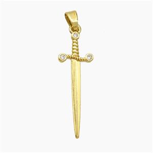 Copper Sword Pendant Pave Zirconia Gold Plated, approx 10-28mm [FN50889]