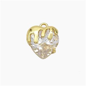 Copper Heart Pendant Pave Crystal Glass Gold Plated, approx 10mm [FN50910]