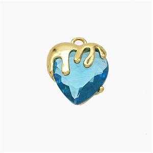 Copper Heart Pendant Pave Teal Crystal Glass Gold Plated, approx 10mm [FN50912]