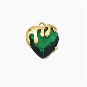 Copper Heart Pendant Pave Green Crystal Glass Gold Plated, approx 10mm [FN50913]