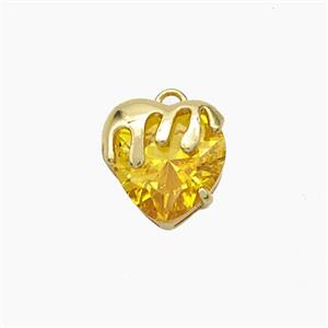 Copper Heart Pendant Pave Golden Crystal Glass Gold Plated, approx 10mm [FN50914]