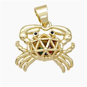 Copper Crab Pendant With Zirconia Hollow Gold Plated, approx 16-20mm [FN50950]