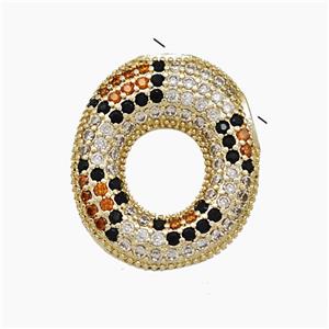 Copper Letter-O Pendant Micropave Zirconia Gold Plated, approx 16-23mm, 3-5mm hole [FN51012]