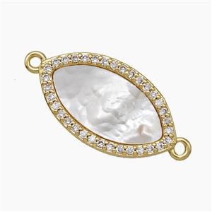 Copper Oval Connector Pave Zirconia Shell 18K Gold Plated, approx 11-20mm [FN51026]