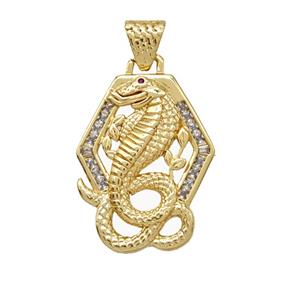 Copper Snake Pendant Pave Zirconia 18K Gold Plated, approx 20-25mm [FN51037]