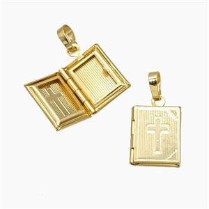 Copper Locket Pendant Cross 18K Gold Plated, approx 11-13mm [FN51041]
