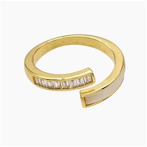 Copper Rings Pave Zirconia Shell 18K Gold Plated, approx 4mm, 18mm dia [FN51048]