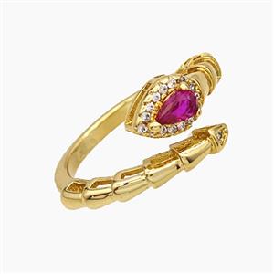 Copper Snake Rings Pave Zirconia 18K Gold Plated, approx 6mm, 18mm dia [FN51049]