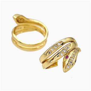 Copper Snake Rings Pave Zirconia 18K Gold Plated, approx 14mm, 18mm dia [FN51053]