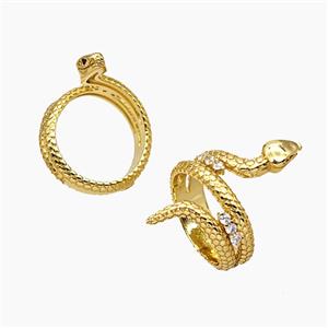 Copper Snake Rings Pave Zirconia 18K Gold Plated, approx 4-33mm, 18mm dia [FN51055]
