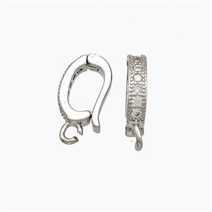 Copper Clasp Pave Zirconia Platinum Plated, approx 6-11mm [FN51056]
