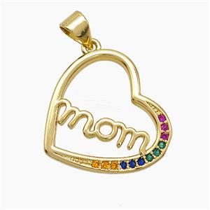 Copper Heart Pendant Pave Zirconia Mom 18K Gold Plated, approx 20mm [FN51066]