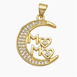 Copper Moon Pendant Pave Zirconia MAMA 18K Gold Plated, approx 18-20mm [FN51074]