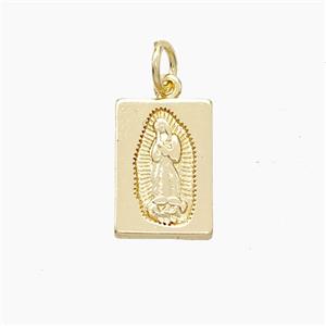 Virgin Mary Charms Copper Rectangle Pendant Gold Plated, approx 9-13mm [FN51080]