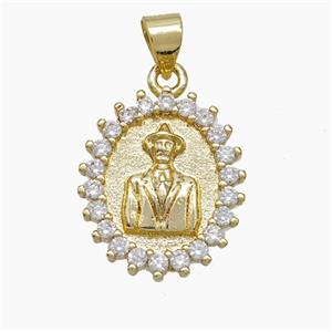 Copper Leader Pendant Pave Zirconia Gold Plated, approx 15-17mm [FN51084]
