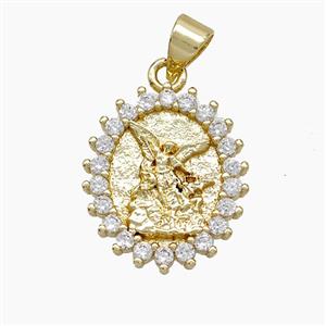 Copper Fairy Pendant Pave Zirconia Gold Plated, approx 15-17mm [FN51092]