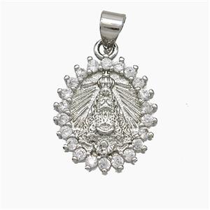 Copper Rope Crown Pendant Pave Zirconia Platinum Plated, approx 15-17mm [FN51093]