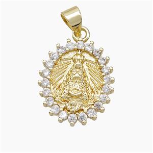 Copper Rope Crown Pendant Pave Zirconia Gold Plated, approx 15-17mm [FN51094]