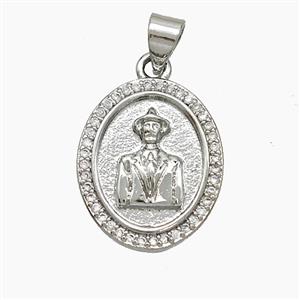 Copper Leader Pendant Pave Zirconia Platinum Plated, approx 15-18mm [FN51097]