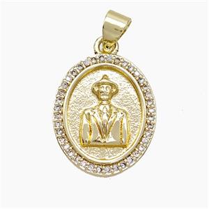 Copper Leader Pendant Pave Zirconia Gold Plated, approx 15-18mm [FN51098]