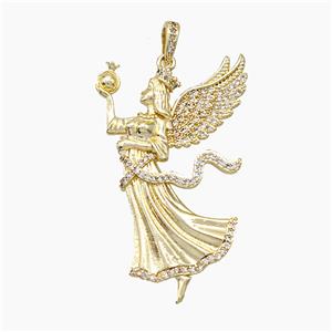 Copper Fairy Charms Pendant Pave Zirconia Gold Plated, approx 27-40mm [FN51111]
