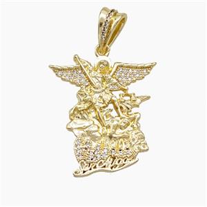 Copper Fairy Charms Pendant Pave Zirconia Gold Plated, approx 25-30mm [FN51112]
