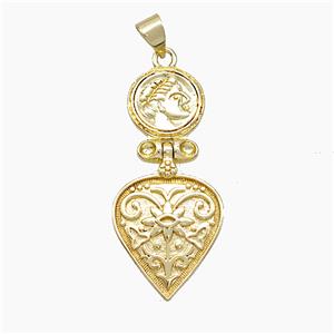 Copper Queen Heart Pendant Gold Plated, approx 12-35mm [FN51114]