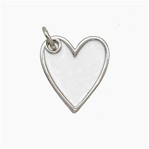 Copper Heart Pendant White Enamel Platinum Plated, approx 13-15mm [FN51115]