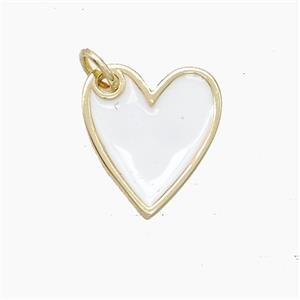 Copper Heart Pendant White Enamel Gold Plated, approx 13-15mm [FN51116]